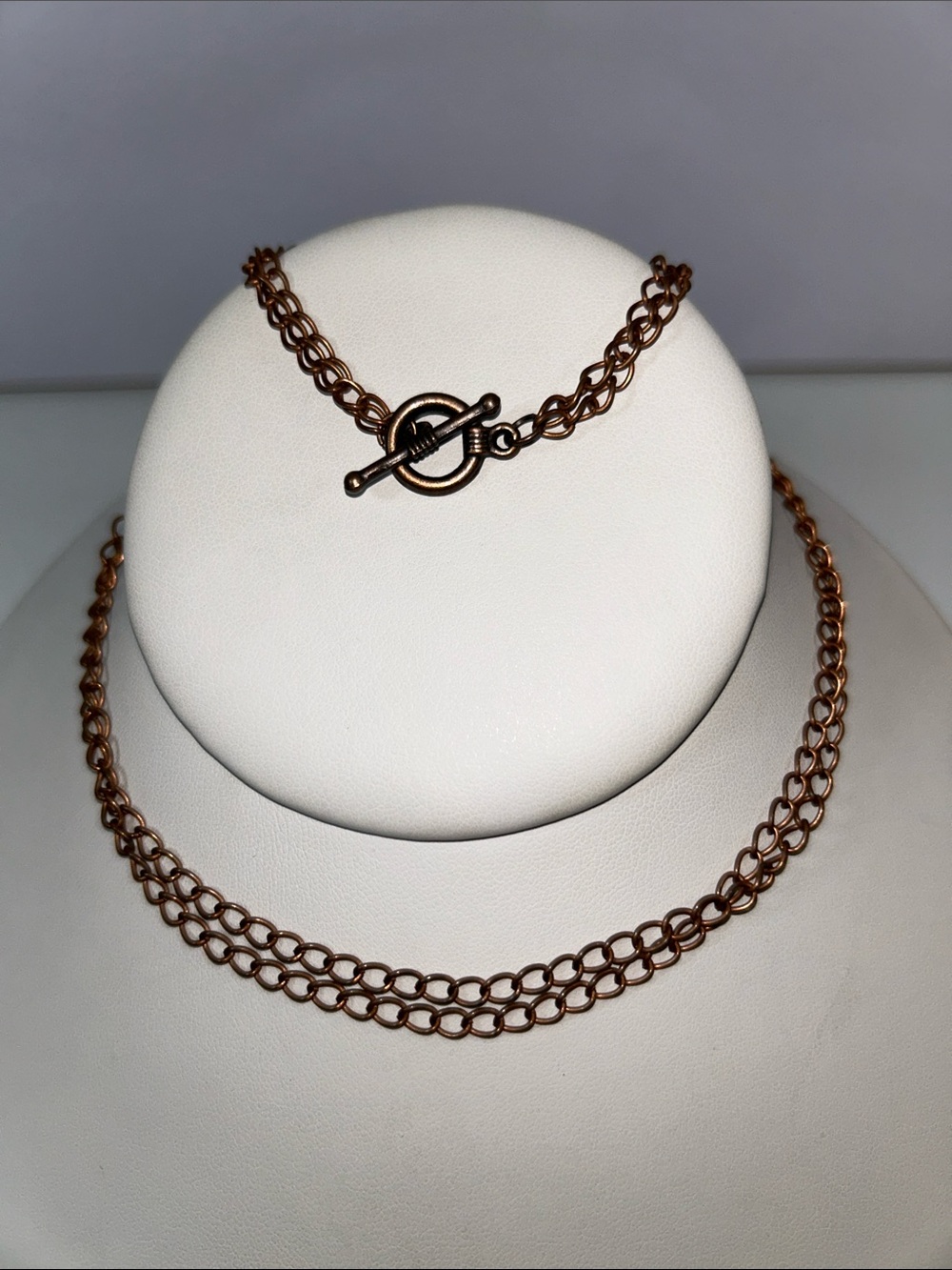 Artisan Handmade 18” Double Copper Chain With Toggle Closure